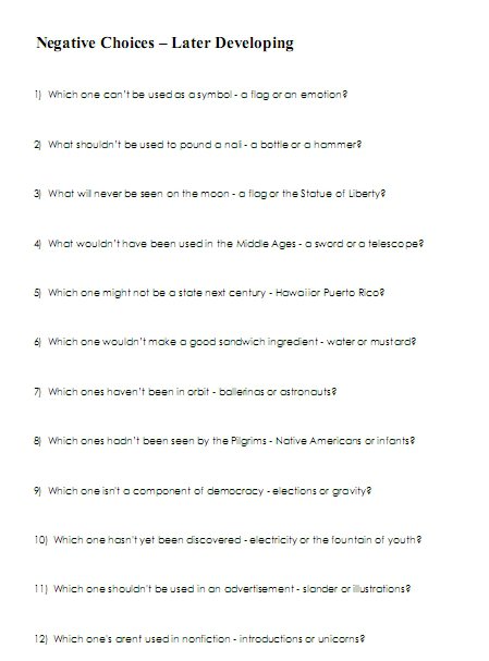 Negation â Negative Activities And Worksheets